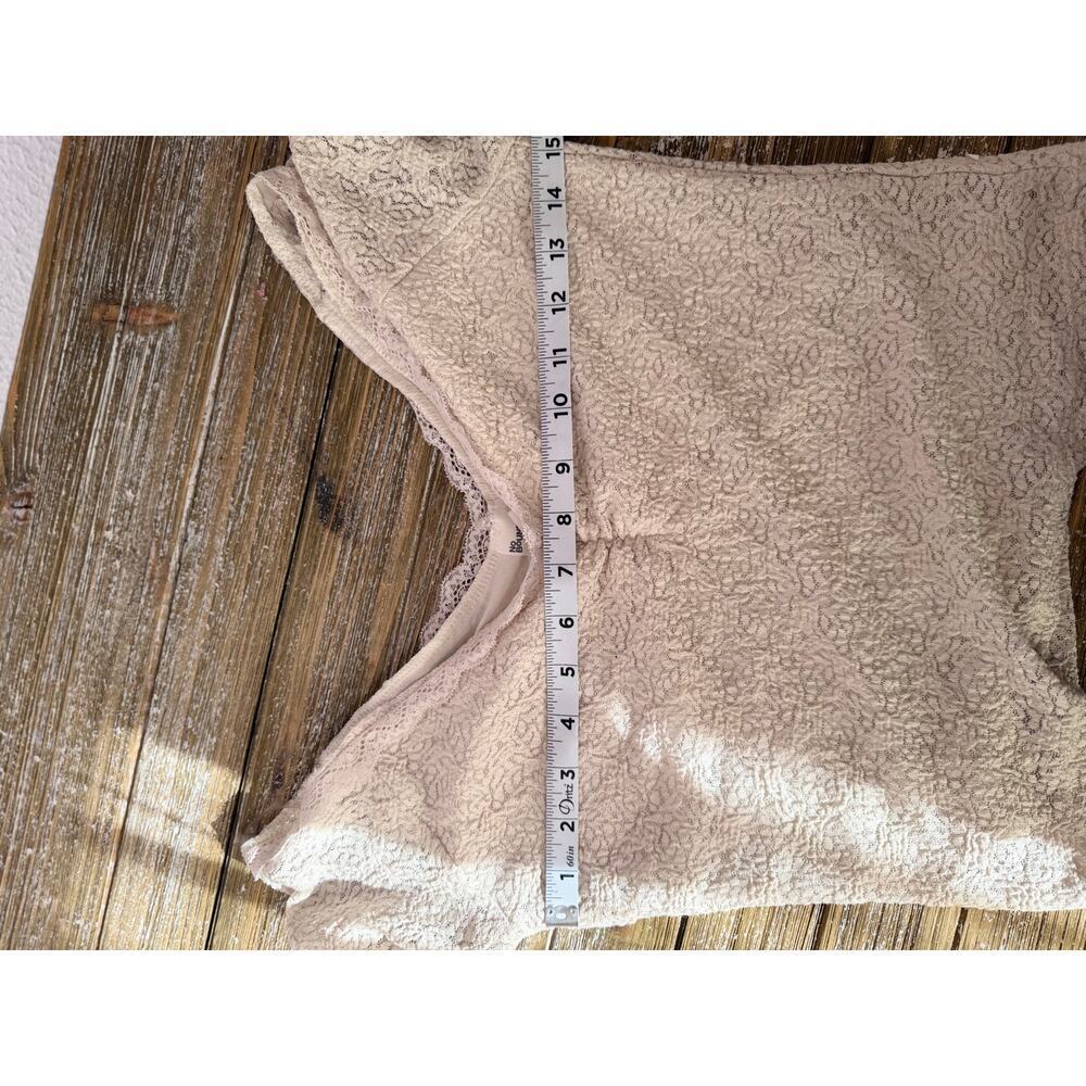 No Boundaries Lace V-Neck Crop Top with Long Sleeves Boho Beige Womens Small - Picture 7 of 10